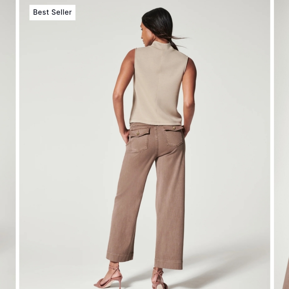 SPANX stretch twill Cropped Wide Leg pants tall S Almost New